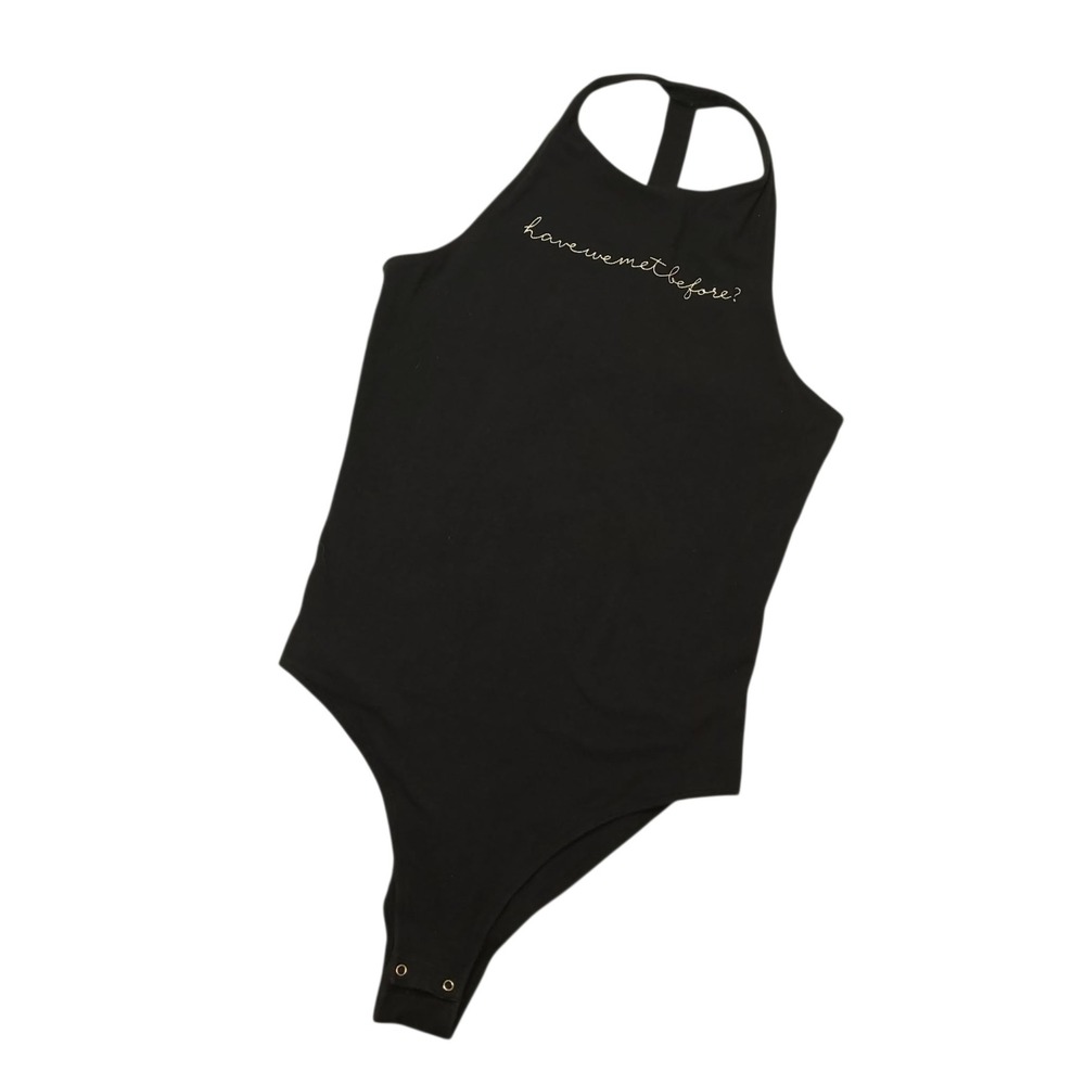 Abercrombie & Fitch Womens Have We Met Before Bodysuit Sz Large Black Stretch